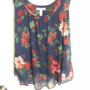 Lined racerback floral tank top.